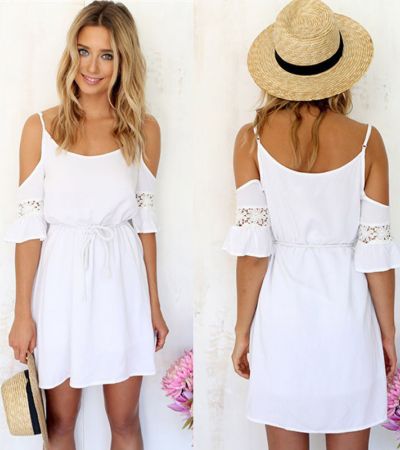 sukienka biała rękawy plażowa zwiewna dobrej jakości